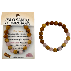 Pulseira de Palo Santo e Quartzo Rosa 8mm -...