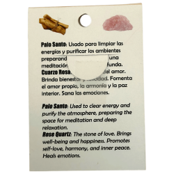 Pulseira de Palo Santo e Quartzo Rosa 8mm - Purificação, Amor, Harmonia, Felicidade e Paz Interior