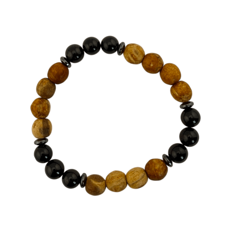 Pulsera Palo Santo y Turmalina 8mm (Triple Turmalina) - Limpieza y Protección frente a energías negativas