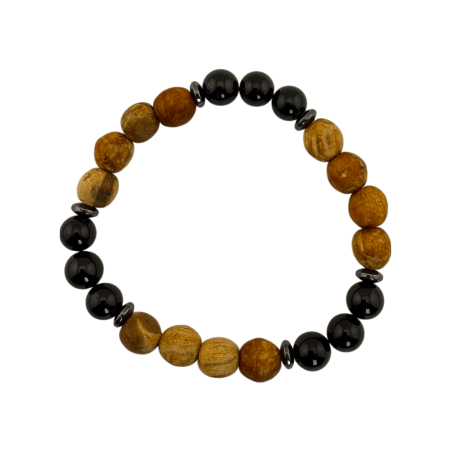 Pulsera Palo Santo y Turmalina 8mm (Triple Turmalina) - Limpieza y Protección frente a energías negativas