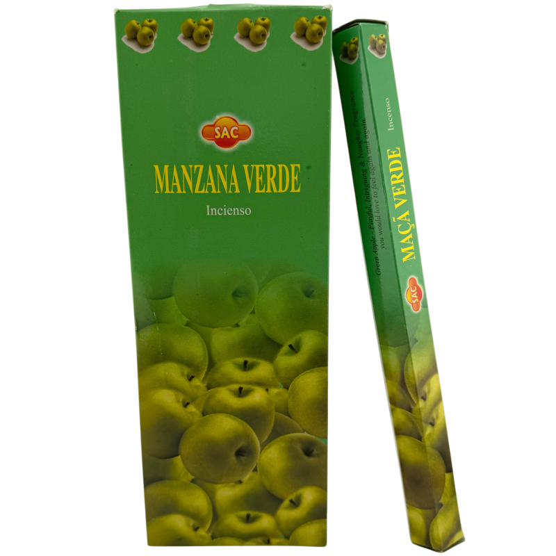 Tămâie SAC Green Apple - Cutie cu 6 pachete hexagonale a câte 20 de bețișoare fiecare, 120 de bețișoare parfumate-TĂMÂNIE SAC-HOSTENATURA