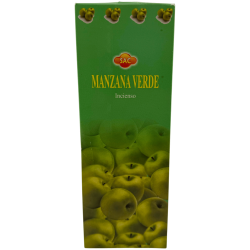 Encens Pomme Verte SAC - Boîte de 6 paquets hexagonaux de 20 bâtonnets chacun, soit 120 bâtonnets d'encens