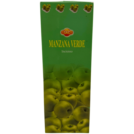 Encens Pomme Verte SAC - Boîte de 6 paquets hexagonaux de 20 bâtonnets chacun, soit 120 bâtonnets d'encens