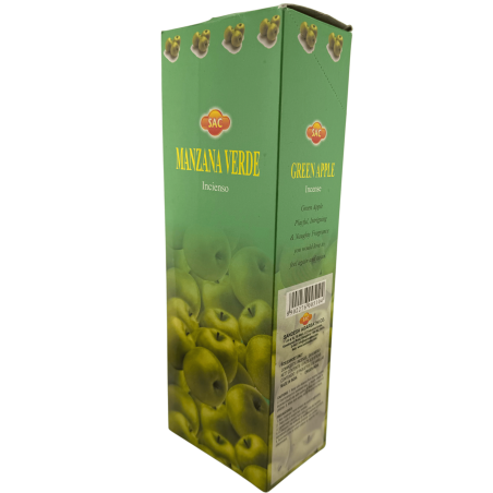 Encens Pomme Verte SAC - Boîte de 6 paquets hexagonaux de 20 bâtonnets chacun, soit 120 bâtonnets d'encens