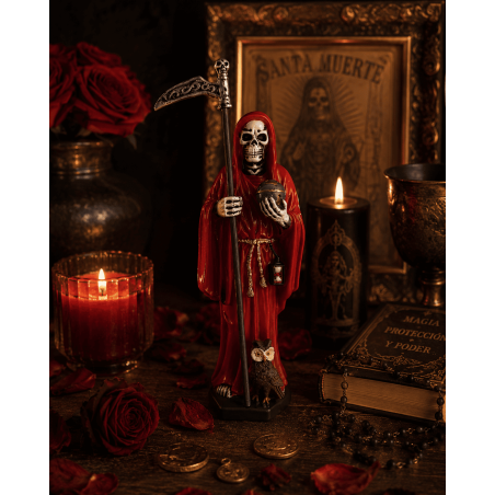 Figura Resina Santa Muerte Roja 15cm.