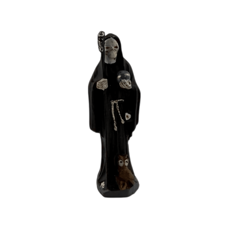 Figura Resina Santa Muerte Negra 5cm en lata