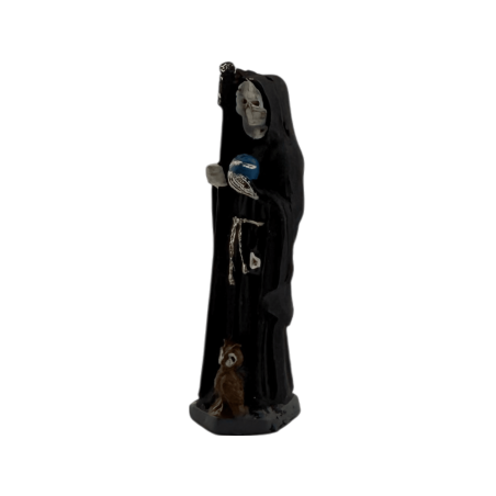 Figura Resina Santa Muerte Negra 5cm en lata