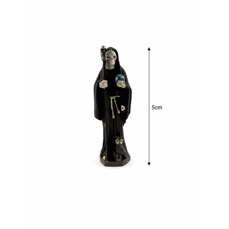 Figura Resina Santa Muerte Negra 5cm en lata