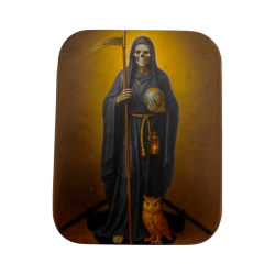 Schwarze Santa Muerte-Figur aus Kunstharz, 5 cm, in Zinn