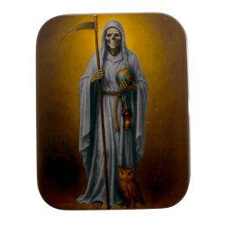 Figura Resina Santa Muerte Blanca 5cm en lata