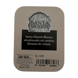 Figura Resina Santa Muerte Blanca 5cm en lata