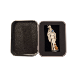 Witte Santa Muerte harsfiguur 5 cm in blik