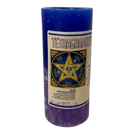 Candela Tetragramma - Candele e Aromi - Oli Essenziali - 14x6cm - Protezione, Pulizia, Purificazione, Giustizia, Equilibrio..
