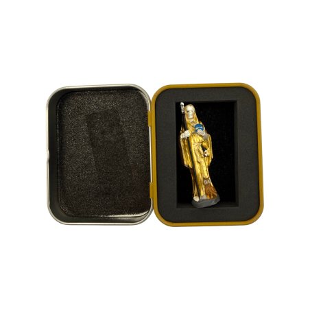 Golden Santa Muerte Resin Figure 5cm in tin