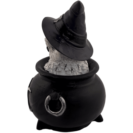 Resinfigur Uggla Wicca Kittel Trippel Måne Lila Hatt 7,7x6,2x10cm