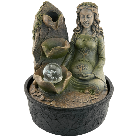 Gaia Moeder Aarde Hars Waterfontein met Verlichting 20x20x25cm