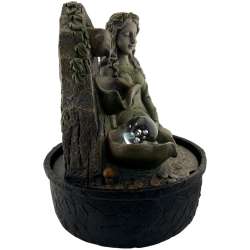 Fontaine à eau Gaia Terre Mère en résine avec lumière 20x20x25cm