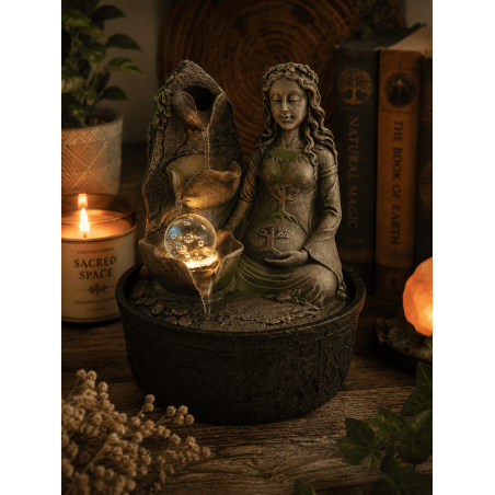 Gaia Moeder Aarde Hars Waterfontein met Verlichting 20x20x25cm