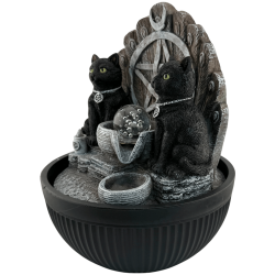 Hars waterfontein voor katten, Wicca, met pentagram en licht, 21x21x25cm