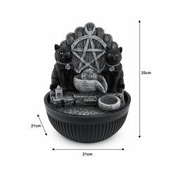 Fontaine à eau en résine pour chats, style Wicca, avec pentagramme et lumière, 21 x 21 x 25 cm