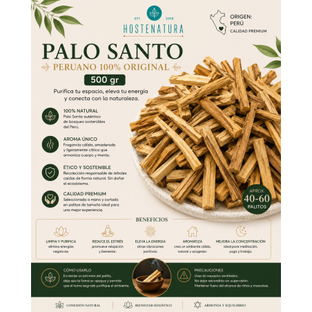 500 g de Palo Santo Bursera Graveolens authentique du Pérou (40 à 60 bâtonnets) - Naturel, éthique et durable