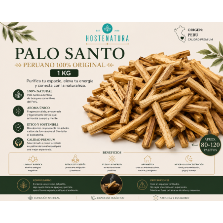 1 kg de Palo Santo Bursera Graveolens authentique du Pérou (80 à 120 bâtonnets) - Naturel, éthique et durable