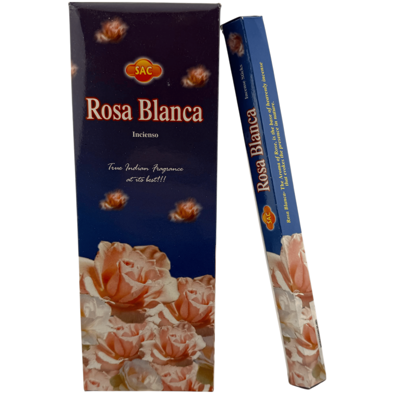 Incienso SAC Rosa Blanca - Caja de 6 paquetes hexagonales de 20 barritas 120 barritas de incienso-INCIENSOS SAC-HOSTENATURA