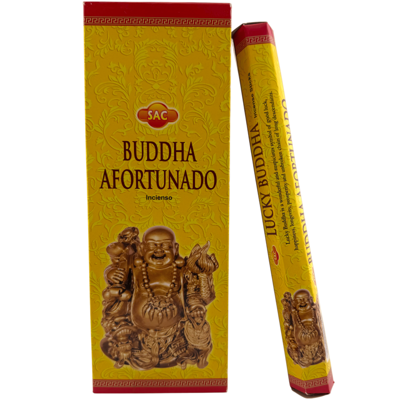 Encens SAC Lucky Buddha - Boîte de 6 paquets hexagonaux de 20 bâtonnets chacun, soit 120 bâtonnets d'encens-SAC À ENCENS-HOSTENATURA