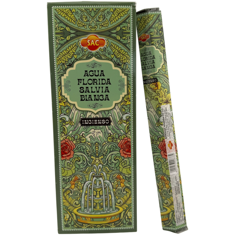 Incenso SAC Florida Water White Sage - Confezione da 6 pacchetti esagonali da 20 bastoncini ciascuno, per un totale di 120 basto-INCENSI SAC-HOSTENATURA
