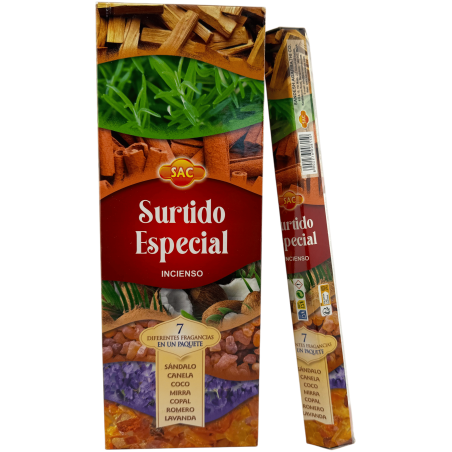Incienso SAC Surtido Especial - Caja de 6 paquetes hexagonales de 20 barritas 120 barritas de incienso