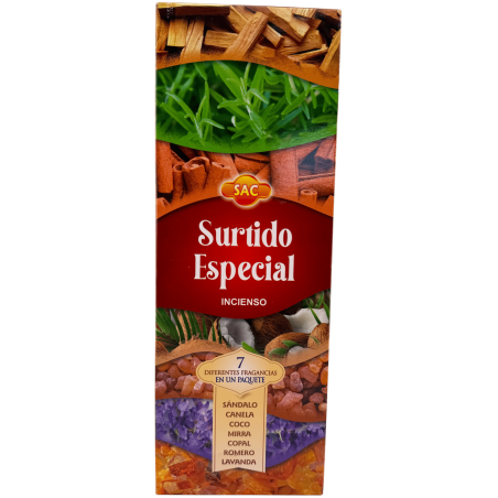 Incienso SAC Surtido Especial - Caja de 6 paquetes hexagonales de 20 barritas 120 barritas de incienso