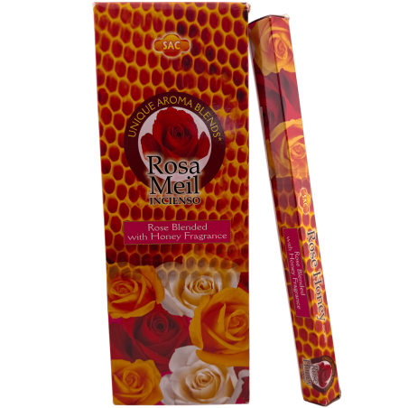 SAC Roshonungsrökelse - Ask med 6 sexkantiga förpackningar med 20 pinnar vardera, 120 rökelsepinnar