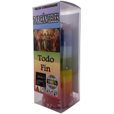 Bougie ésotérique consacrée spéciale 7 Archanges Toutes extrémités 14x6cm