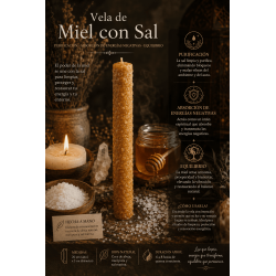 Bougie au miel et au sel - 100 % cire d'abeille véritable - Purification, absorption des énergies négatives et équilibre