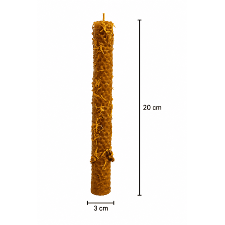 Vela de Miel con Caléndula - 100% Cera de Abeja Auténtica - Alegría, Éxito, Desbloqueo, Elevación...