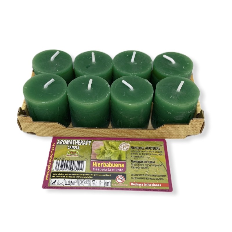 8-pack Esoteriska Spearmint-ljus 3,8x3,5 cm - Ljus och Aromer-ESOTERISKA LJUS OCH LJUS-HOSTENATURA