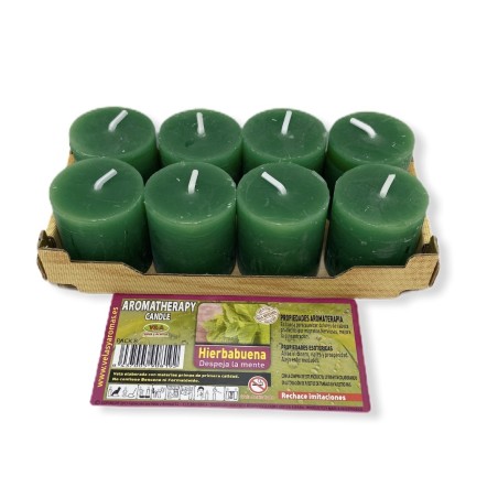 Pack 8 Velas de Hierbabuena Esotéricas 3,8x3,5cm - Velas y Aromas