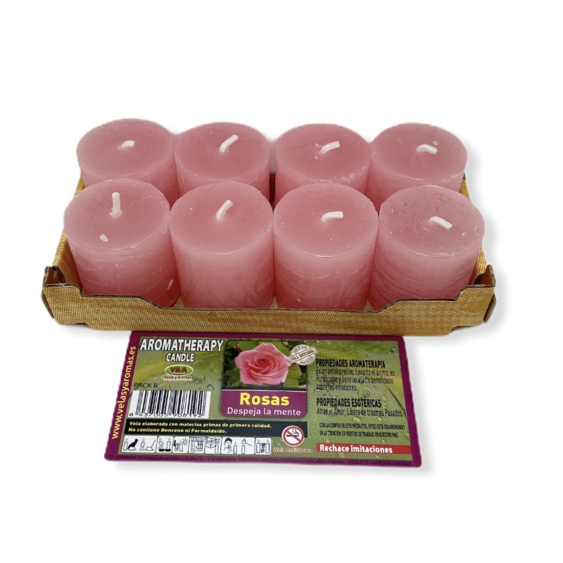 Pack 8 Espelmes de Rosa Esotèriques 3,8x3,5cm - Espelmes i Aromes-ESPELMES I VELONS ESOTÉRICS-HOSTENATURA