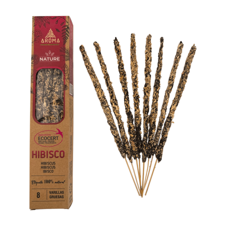 Encens d'hibiscus bio AROMA Nature - 8 bâtonnets, durée 1 heure