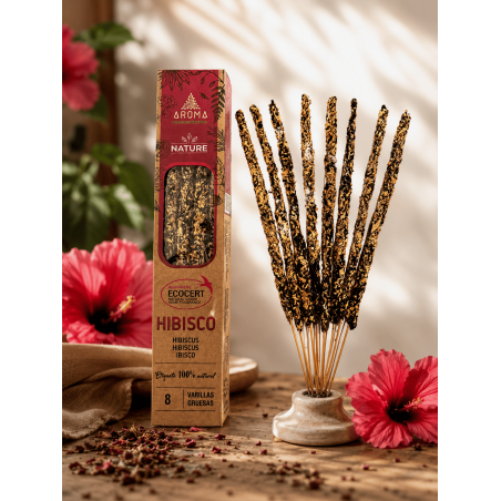 Encens d'hibiscus bio AROMA Nature - 8 bâtonnets, durée 1 heure