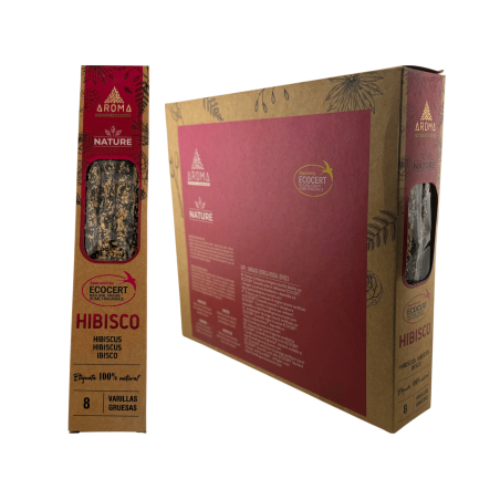 AROMA Nature Scatola di incenso biologico all'ibisco - 12 scatole da 8 bastoncini spessi