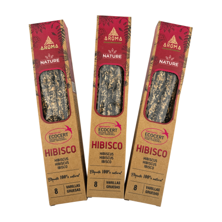 Pack 3x Incienso Orgánico Hibisco AROMA Nature - 8 varillas 1h duración