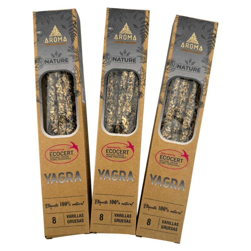 Pack 3x Incienso Orgánico Yagra AROMA Nature - 8 varillas 1h duración-Packs Ahorro Incienso Orgánico AROMA Nature-HOSTENATURA