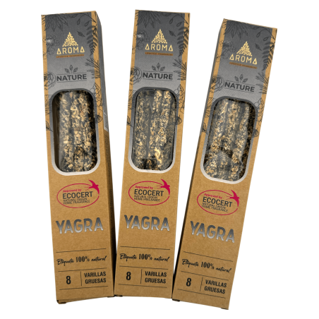 Pack 3x Incienso Orgánico Yagra AROMA Nature - 8 varillas 1h duración