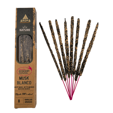 Incienso Orgánico Almizcle Blanco AROMA Nature - 8 varillas 1h duración
