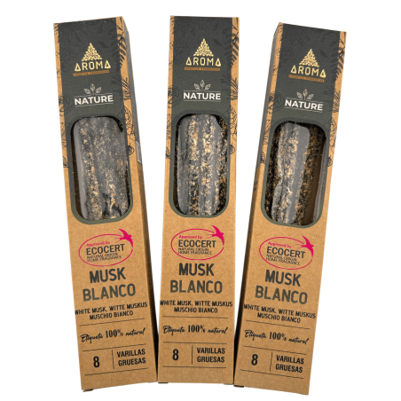 Pack 3x Encens Orgànic Almesc Blanc AROMA Nature - 8 varetes 1h durada