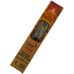 Incenso orgânico AROMA Nature com aroma de laranja e pimenta - 8 varetas, duração de 1 hora.