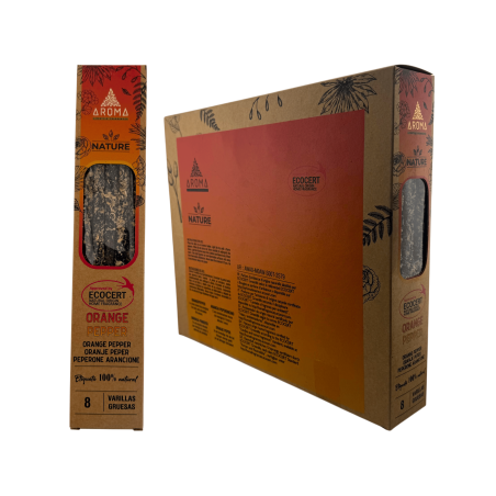 علبة بخور عضوي AROMA ناتشر برائحة البرتقال والفلفل - 12 علبة تحتوي على 8 أعواد سميكة