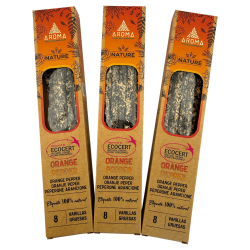 Pack of 3 Organic Orange Pepper Incense AROMA Nature - 8 sticks, 1 hour duration