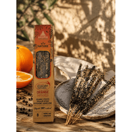 Pack of 3 Organic Orange Pepper Incense AROMA Nature - 8 sticks, 1 hour duration